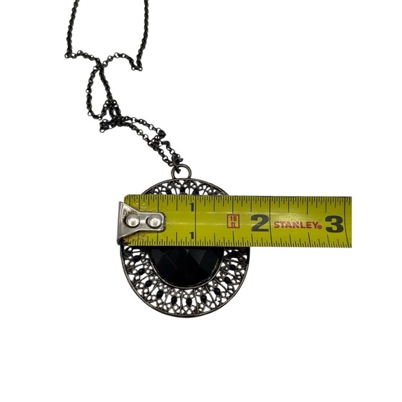 Whimsigoth Black Oval Pendant Necklace & Earrings Romantic Victorian Inspired - Picture 7 of 10